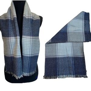 BLUE plaid check warm fall winter scarf unisex